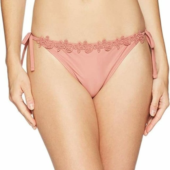 Mae Lara Lace Pink Swim Bikini Bottom Small New - Picture 1 of 6